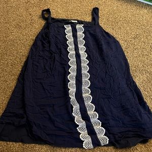 Navy blue/eyelet white lace short dress